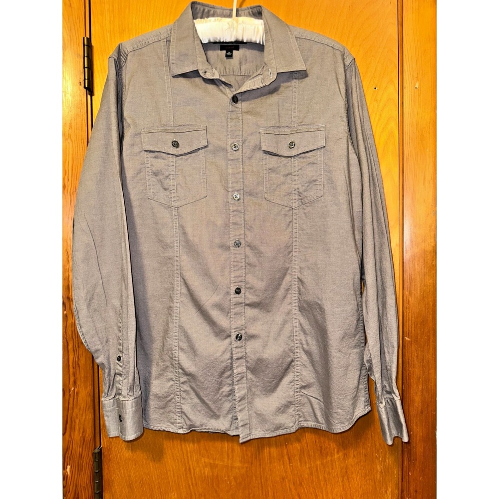 Marc Anthony Shirt Men Size M Slim Fit Long‎ Sleeve Gray Button Up Shirt